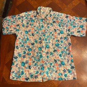 80s shirt Pastel Floral Hawaiian